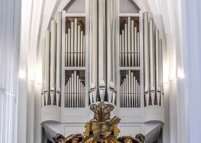 Die Schwalbennestorgel im Altarbereich des Paulinums