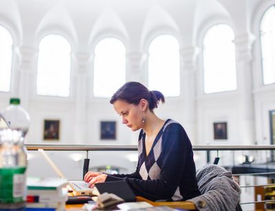Student sitting at a computer